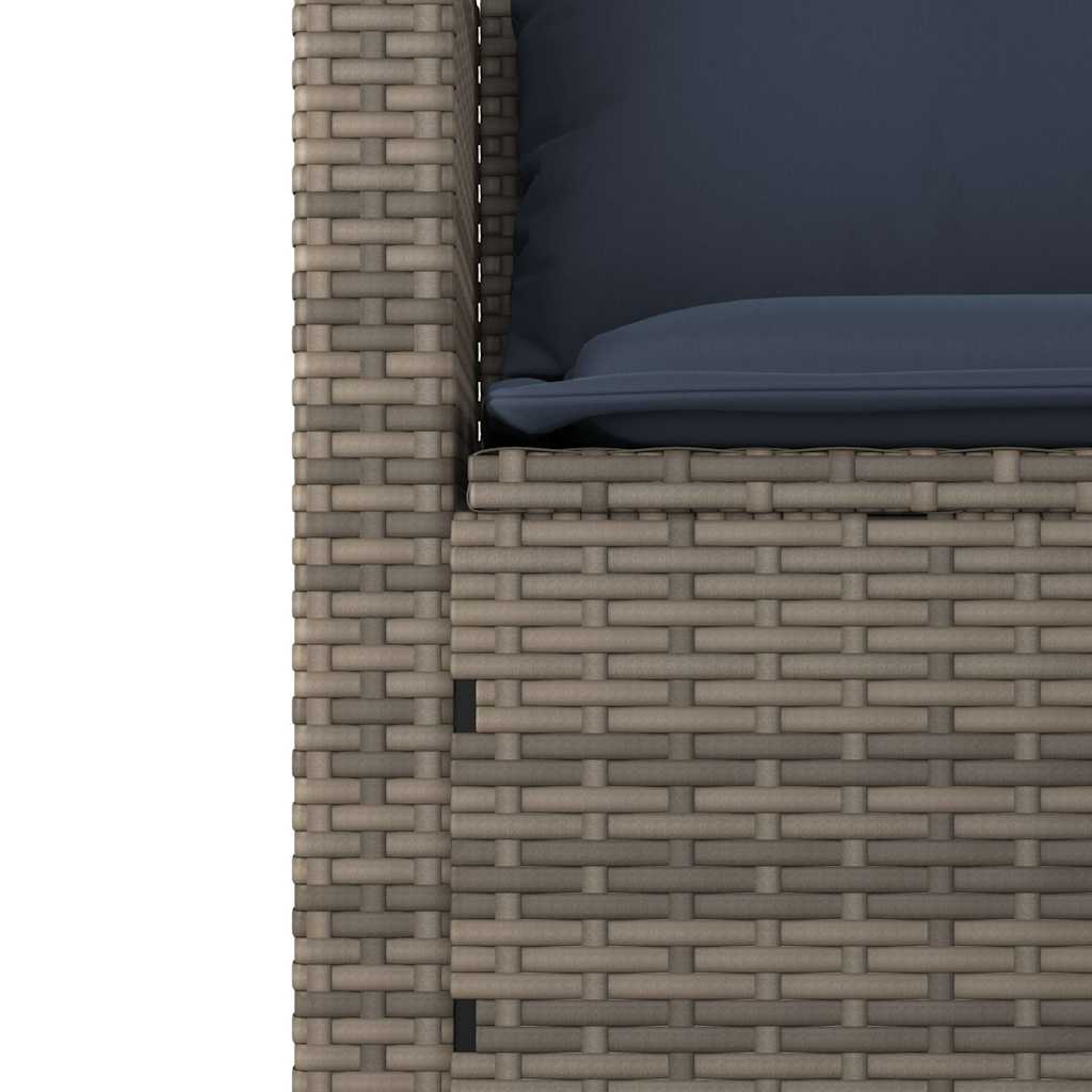 3 dalių sodo sofų komplektas su pagalvėlėmis, pilkas, poliratanas