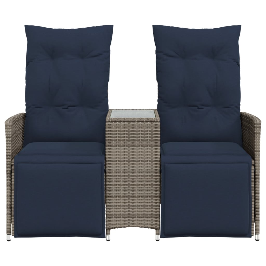 Atlošiama sodo sofa, 2 vietų, su staliuku, pilka, polirotangas