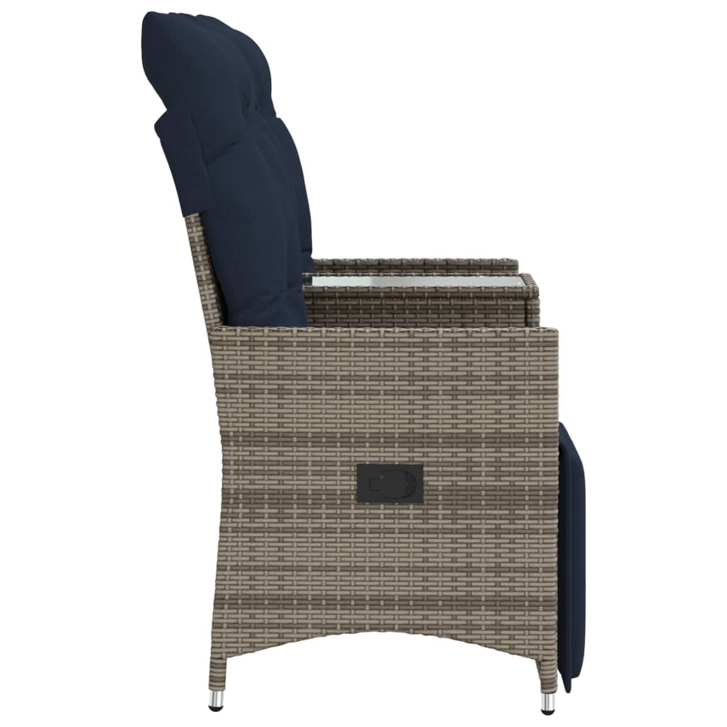 Atlošiama sodo sofa, 2 vietų, su staliuku, pilka, polirotangas