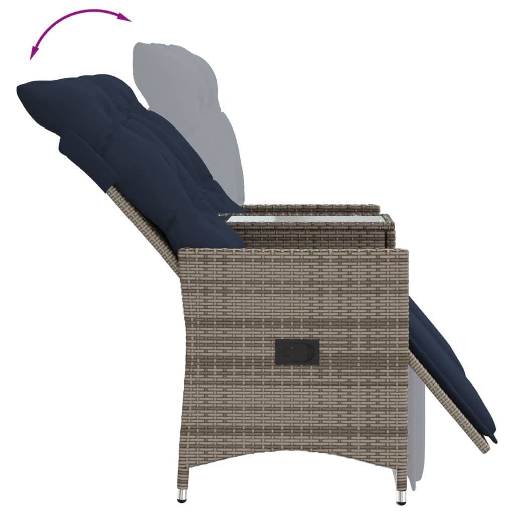 Atlošiama sodo sofa, 2 vietų, su staliuku, pilka, polirotangas