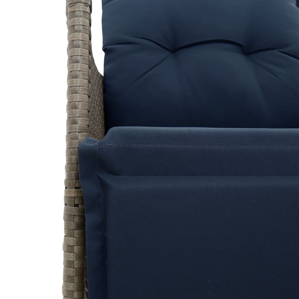 Atlošiama sodo sofa, 2 vietų, su staliuku, pilka, polirotangas