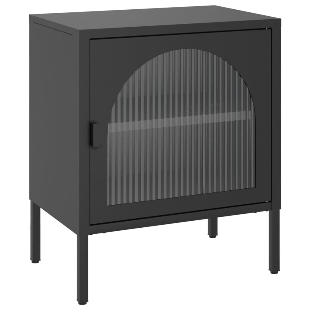 Nightstands, 2 pcs., black, 50x35x60cm, glass/steel