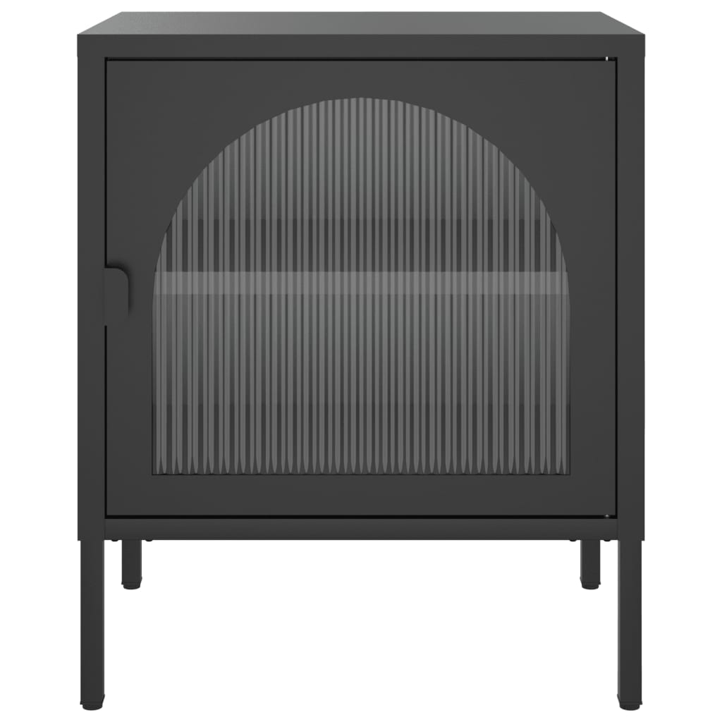 Nightstands, 2 pcs., black, 50x35x60cm, glass/steel