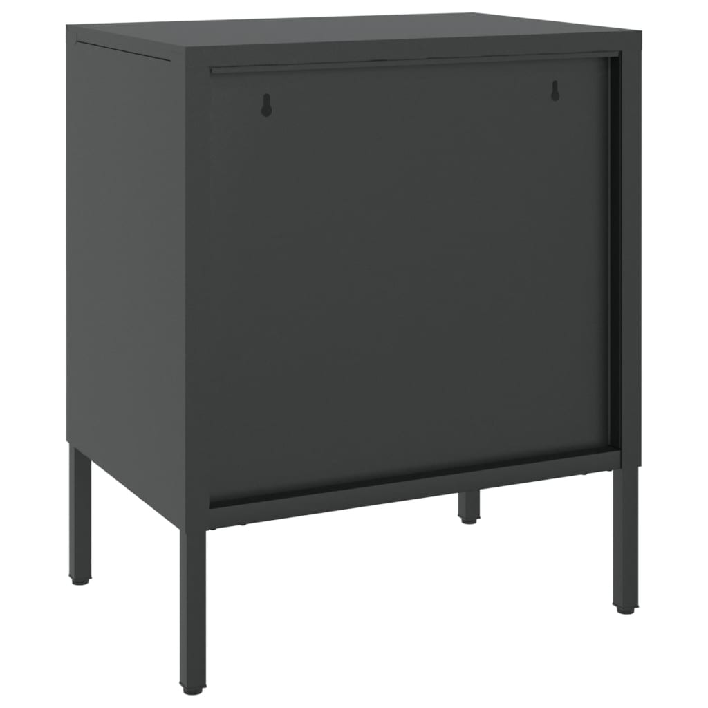 Nightstands, 2 pcs., black, 50x35x60cm, glass/steel