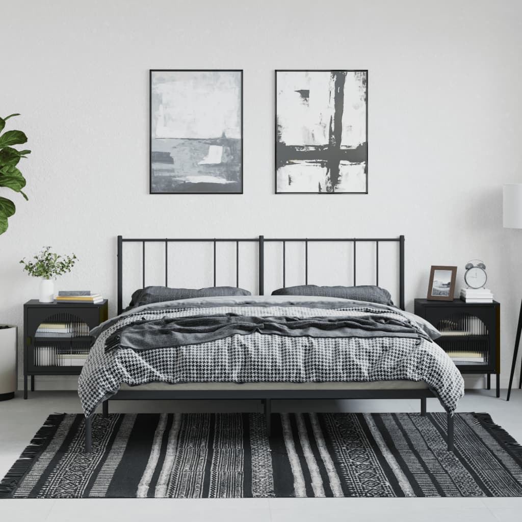 Nightstands, 2 pcs., black, 50x35x60cm, glass/steel