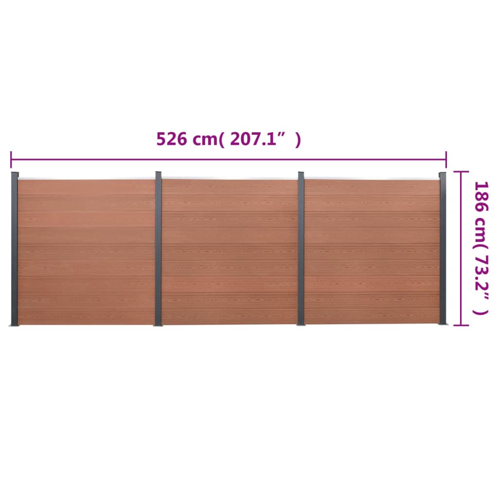 Tvoros segmento rinkinys, rudos spalvos, 526x186cm, WPC
