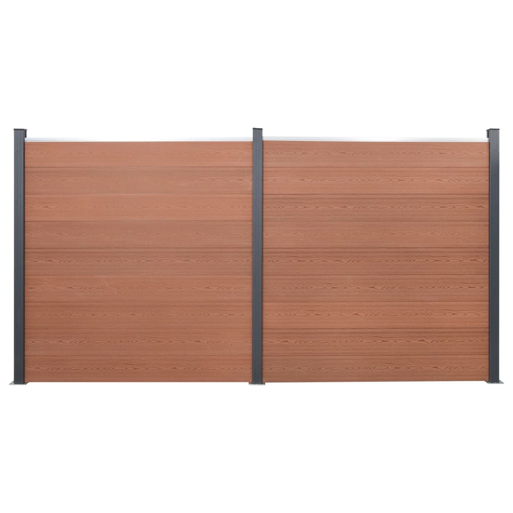 Fence panel kit, brown, 353x186cm, WPC