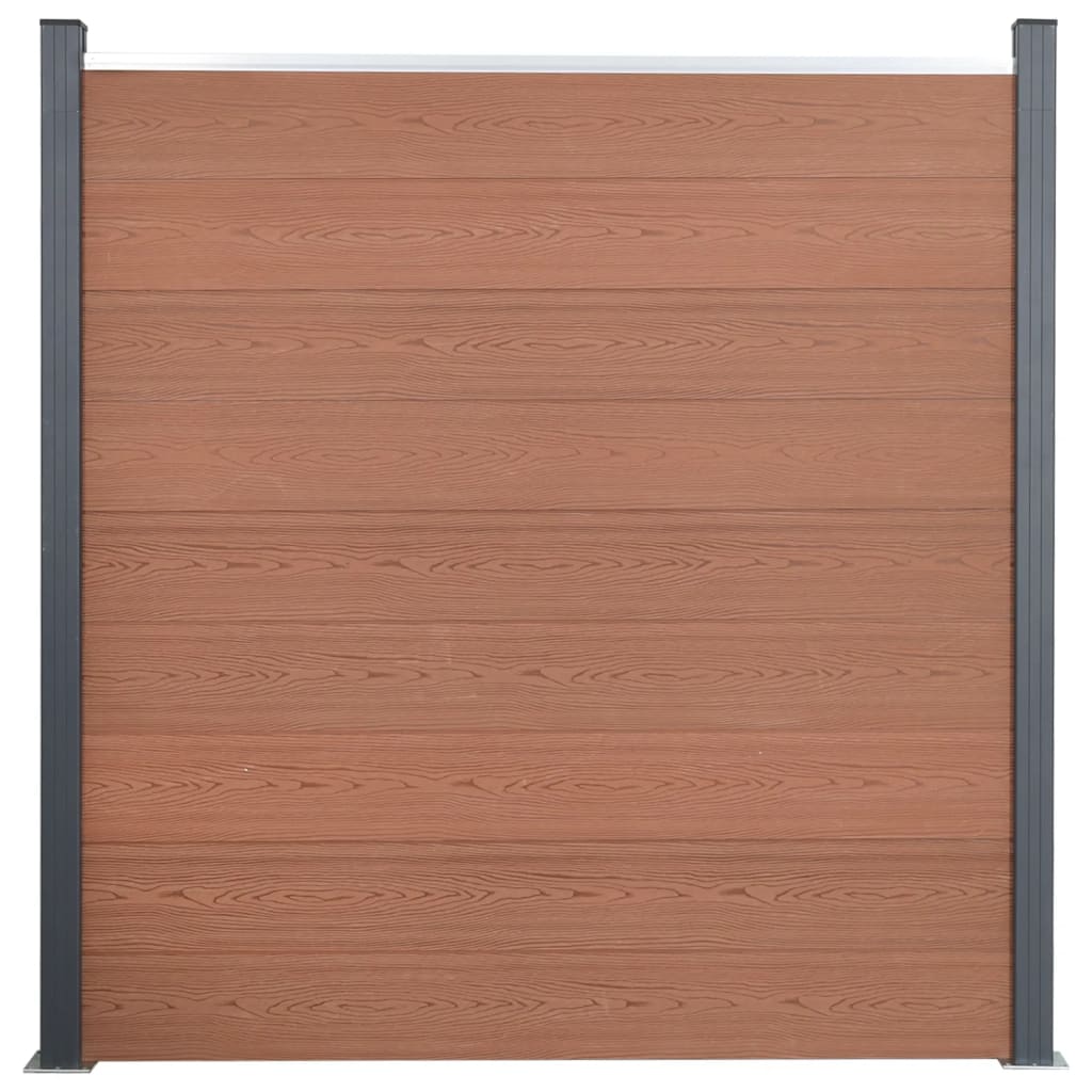 Fence panel kit, brown, 353x186cm, WPC
