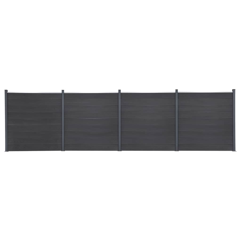 Fence panel set, grey, 699x186cm, WPC