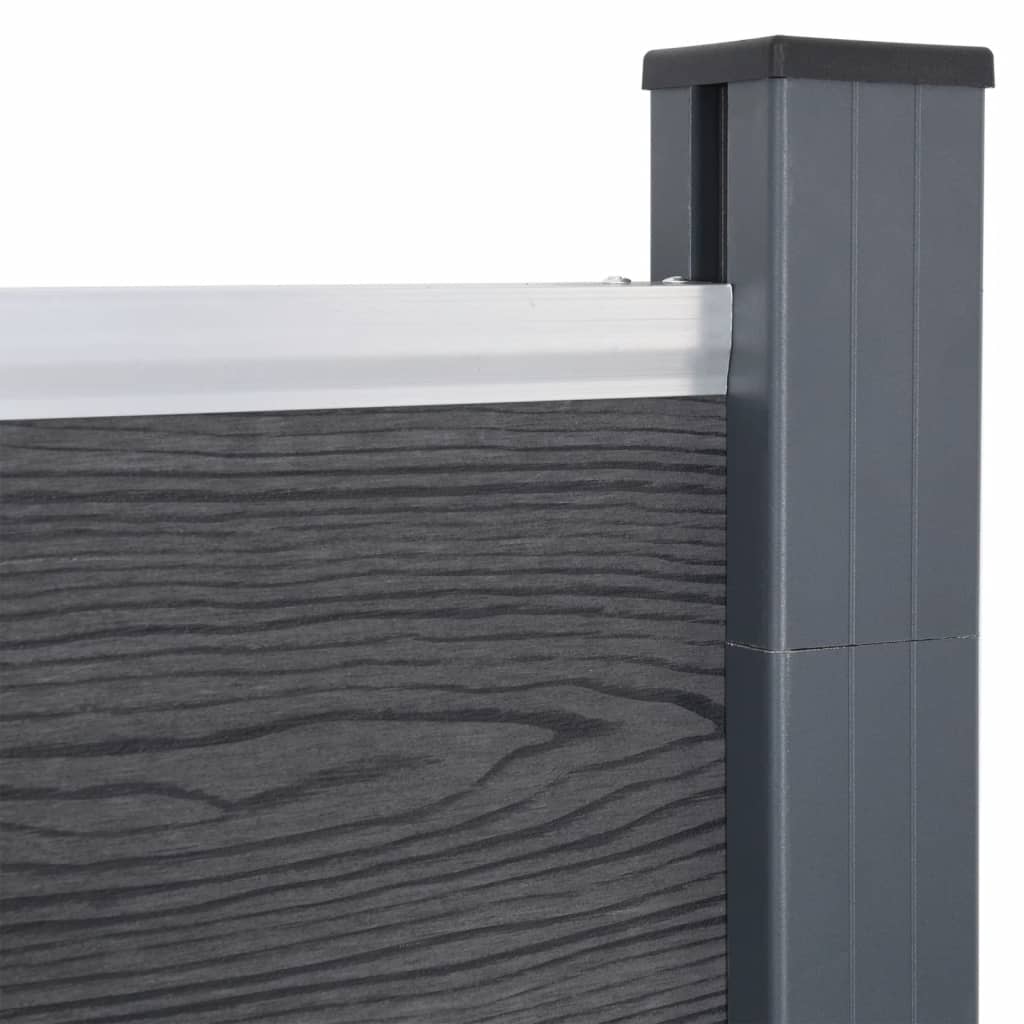 Fence panel set, grey, 699x186cm, WPC