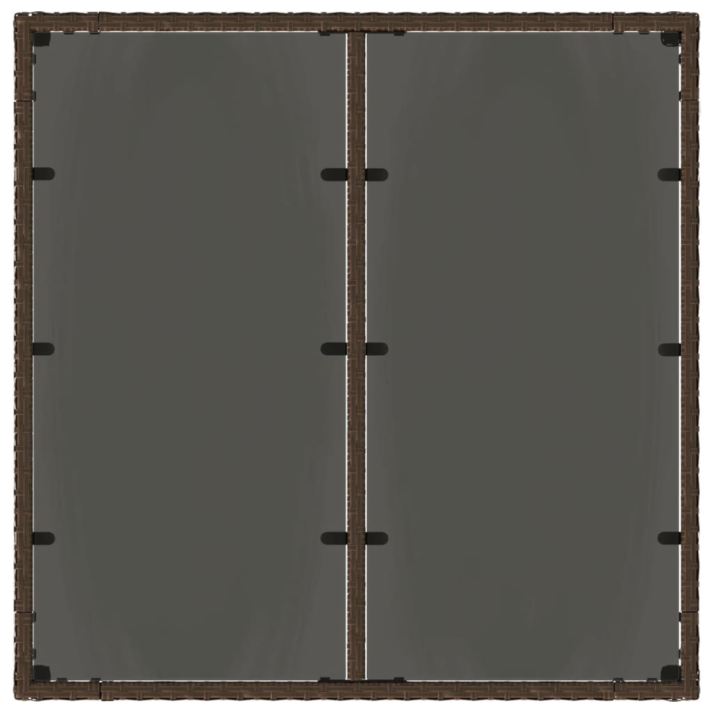 Stalas su stikliniu stalviršiu, rudas, 90x90x75cm, poliratanas