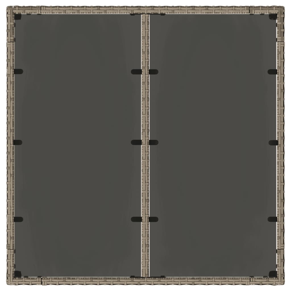 Table with glass top, gray, 90x90x75cm, polyrattan