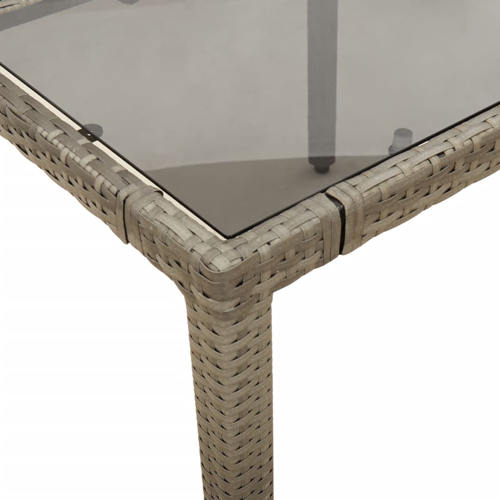 Table with glass top, gray, 90x90x75cm, polyrattan