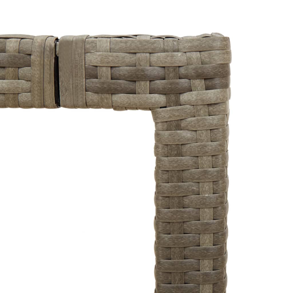Table with glass top, gray, 90x90x75cm, polyrattan