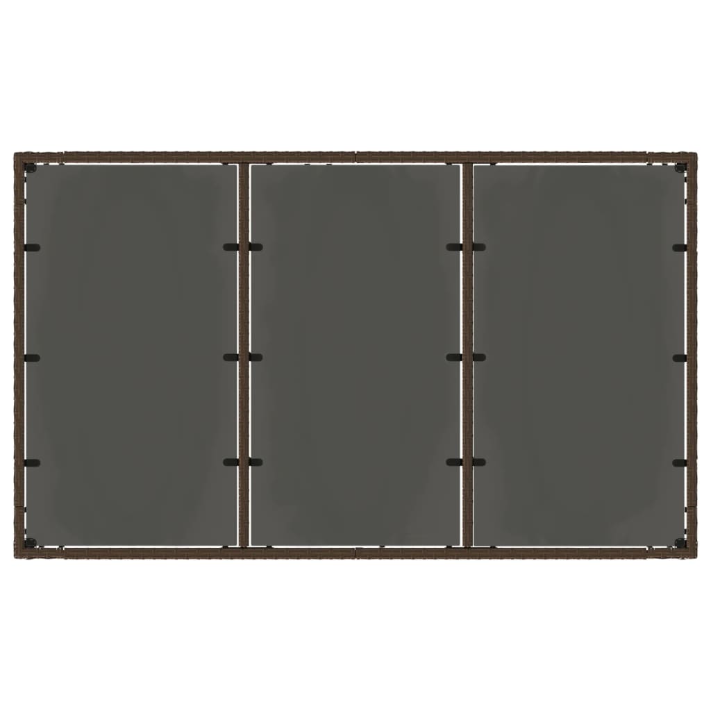 Galds ar stikla virsmu, brūns, 150x90x75cm, rotangpalma