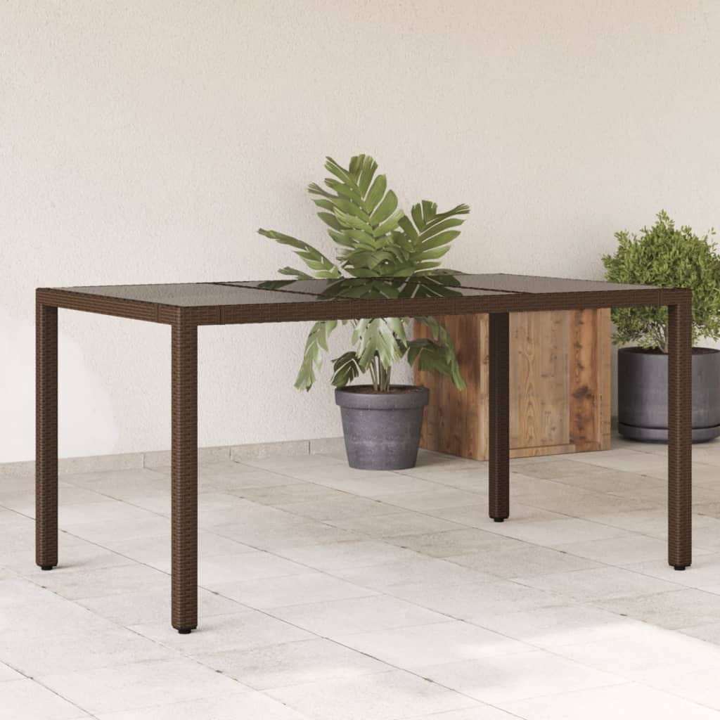 Galds ar stikla virsmu, brūns, 150x90x75cm, rotangpalma