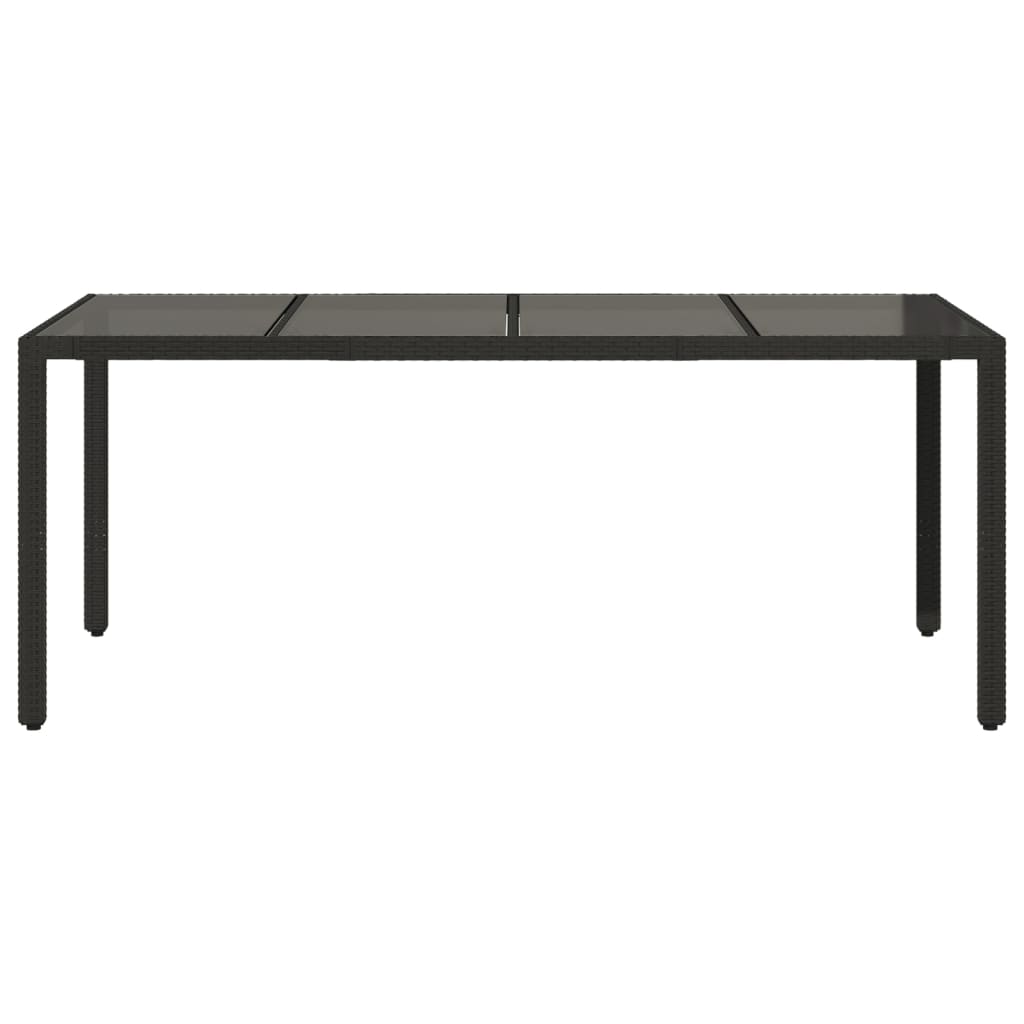 Table with glass top, black, 190x90x75, polyrattan
