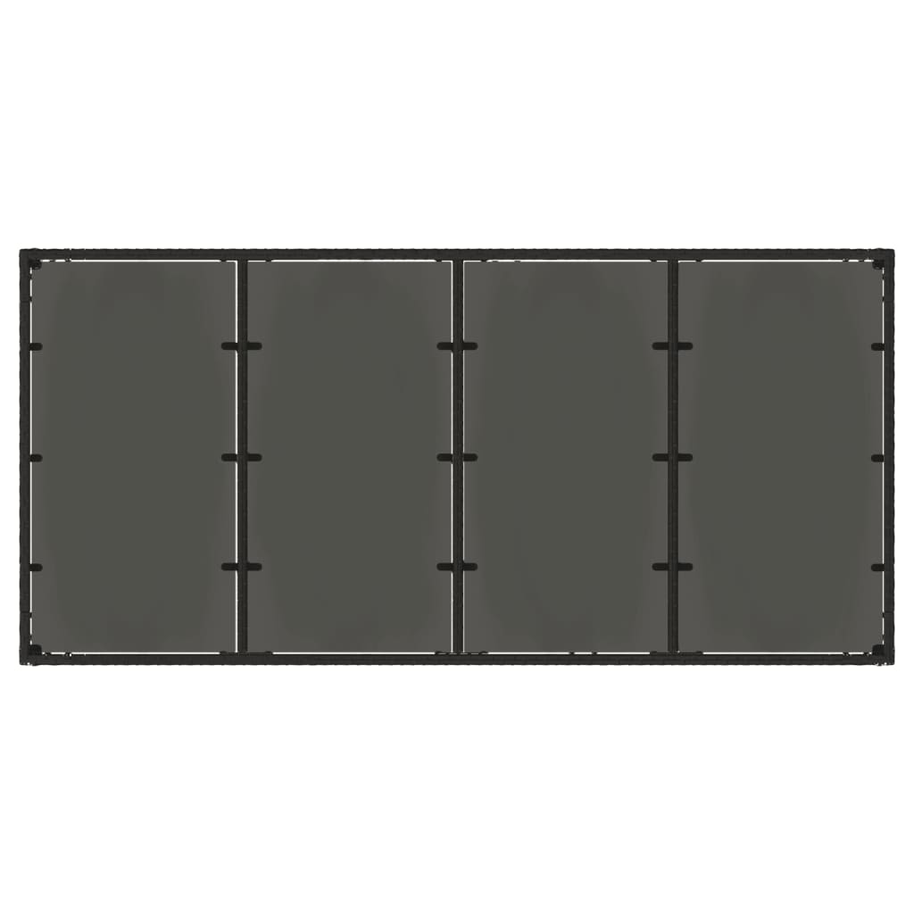 Table with glass top, black, 190x90x75, polyrattan