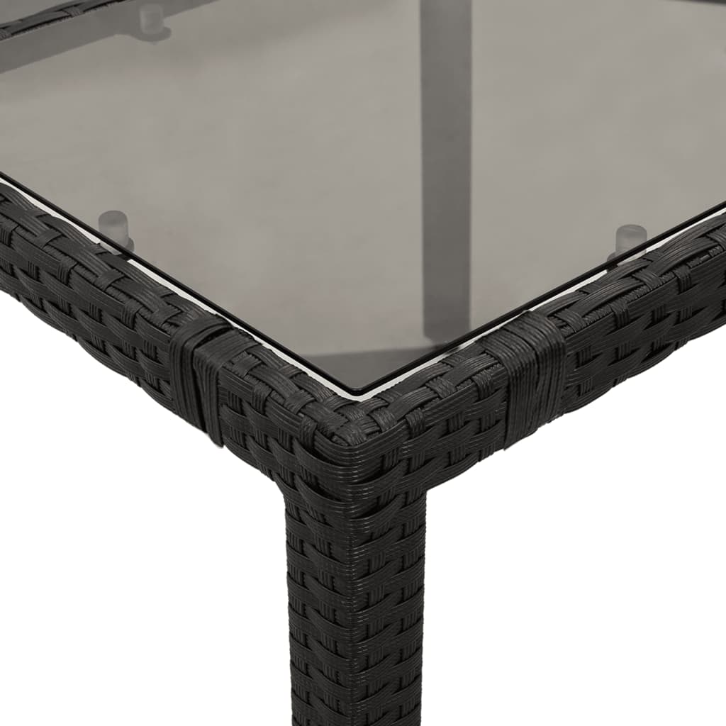 Table with glass top, black, 190x90x75, polyrattan