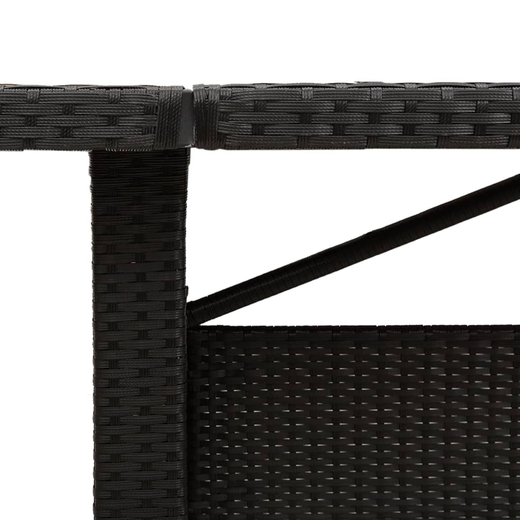 Stalas su akacijos stalviršiu, juodas, 240x90x75cm, poliratanas