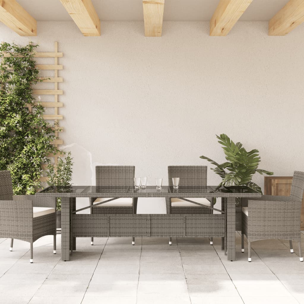 Galds ar stikla virsmu, pelēks, 240x90x75, polirotangs