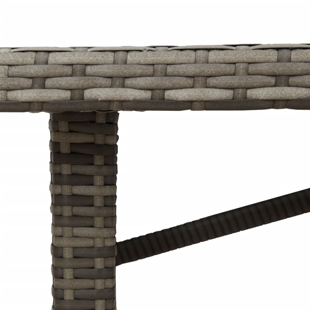 Stalas su akacijos stalviršiu, pilkas, 190x80x75cm, poliratanas