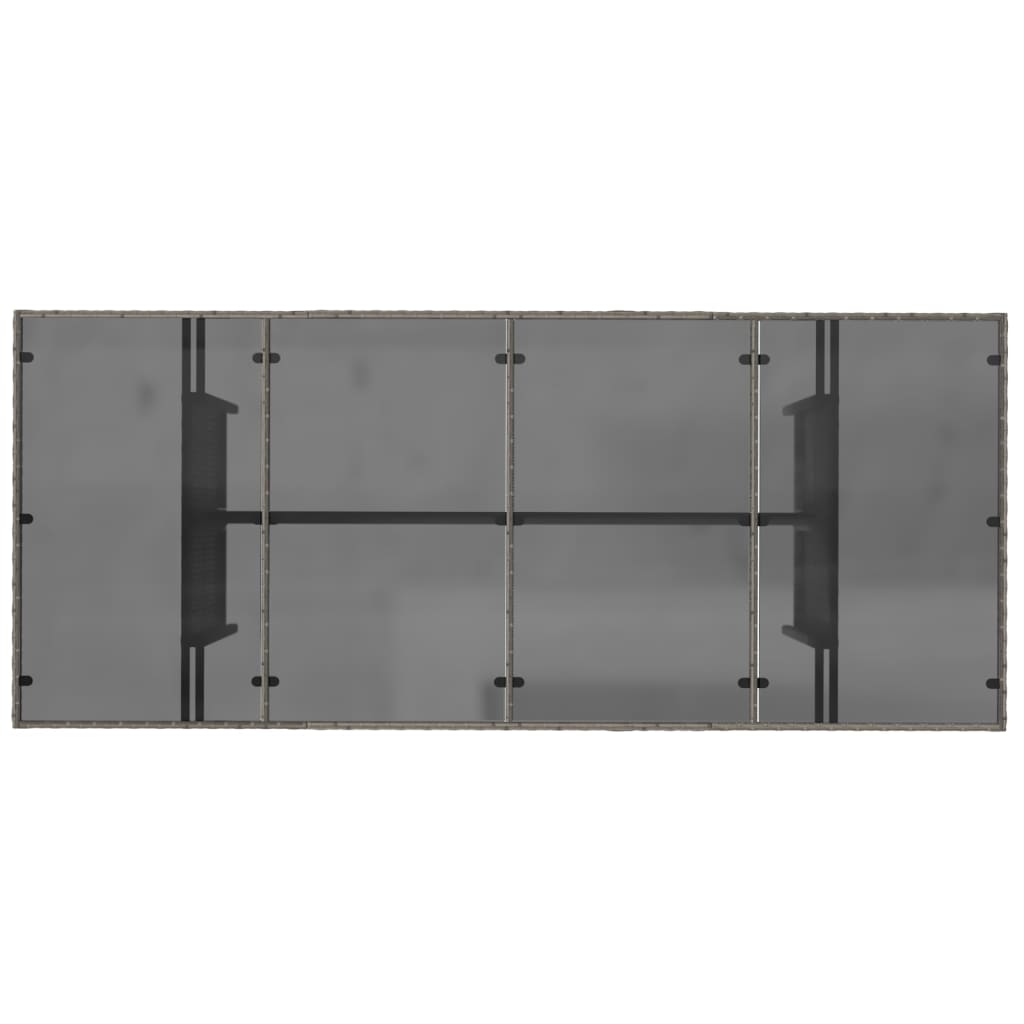 Table with glass top, gray, 190x80x75cm, PE rattan