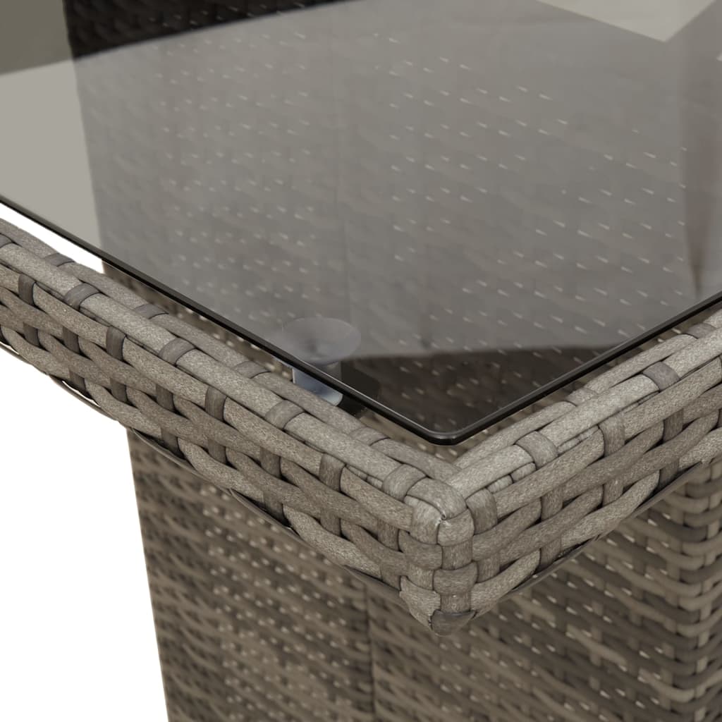 Table with glass top, gray, 190x80x75cm, PE rattan