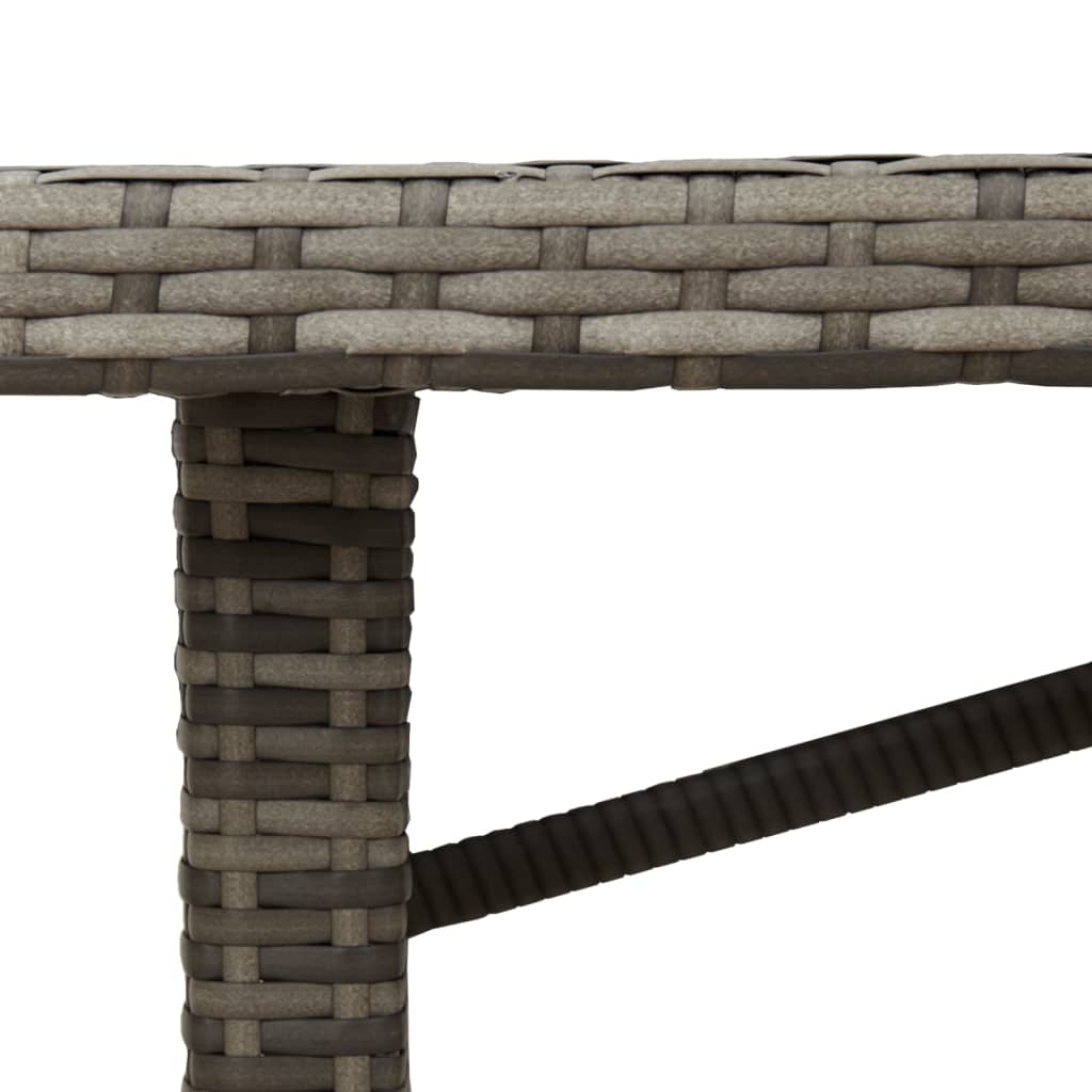 Table with glass top, gray, 190x80x75cm, PE rattan
