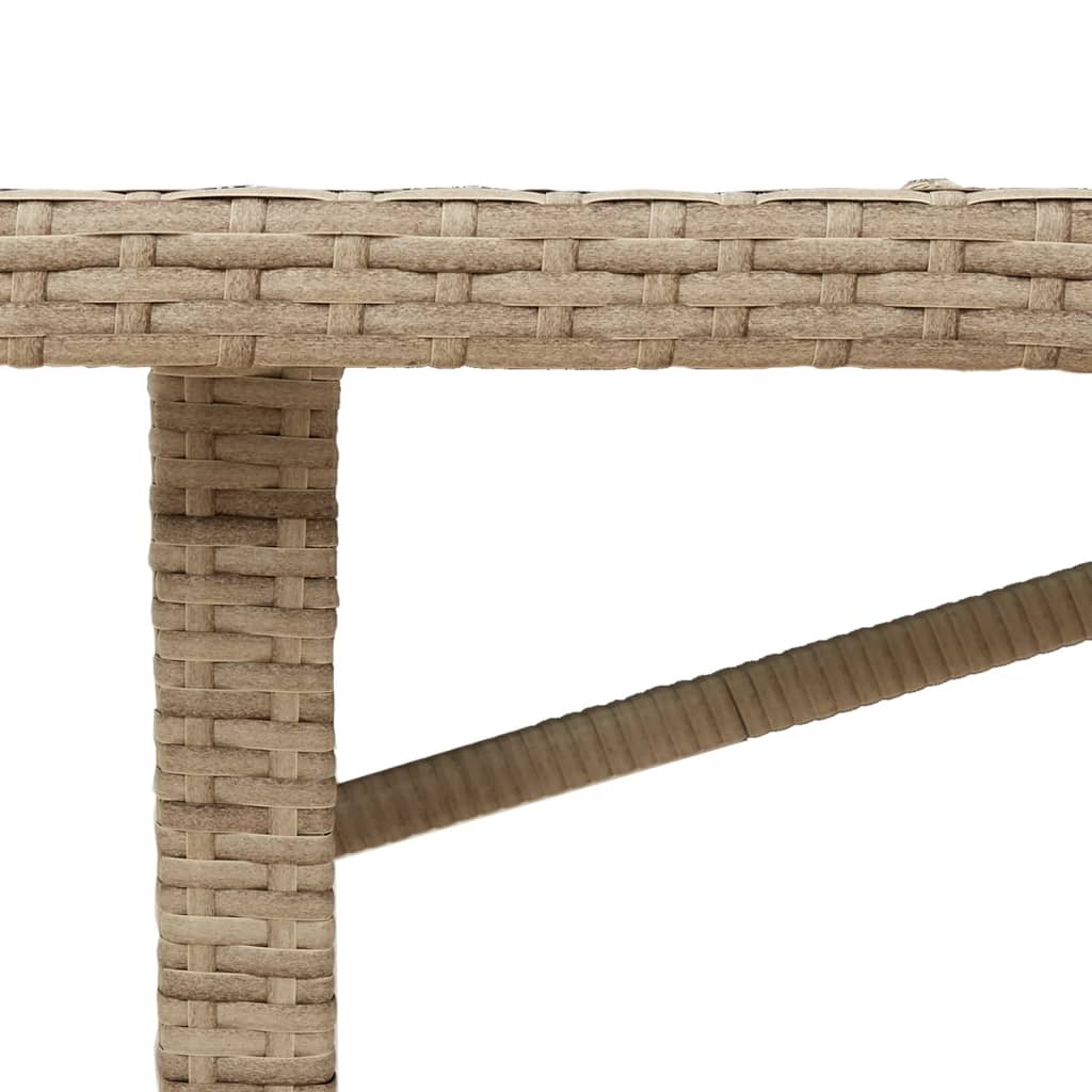 Table with glass top, sand, 190x80x75cm, PE rattan