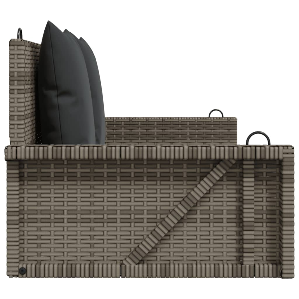 Sūpynės-suoliukas su pagalvėmis, pilkas, 119x56x48cm, ratanas