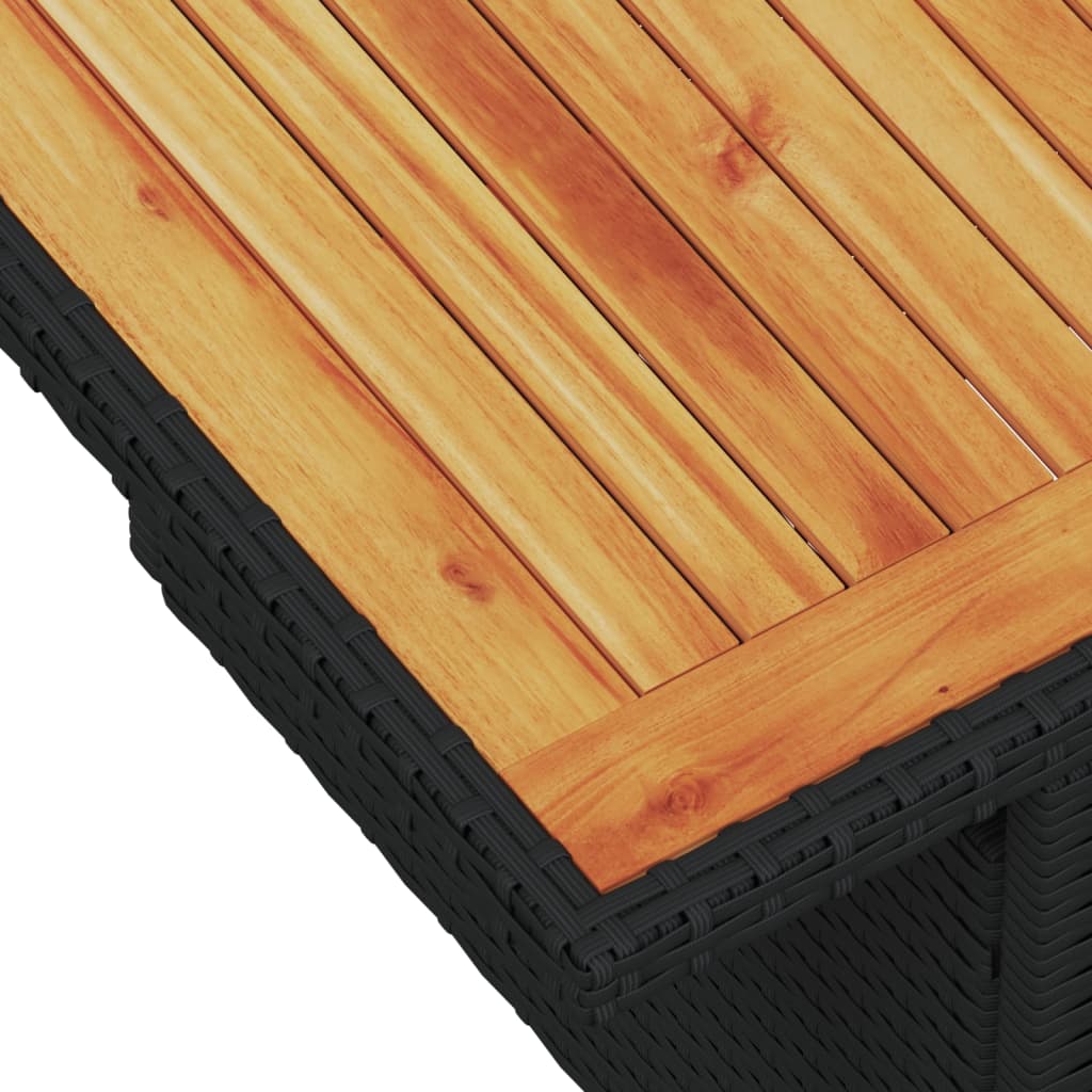 Dārza galds, melns, 100x55x73cm, polirotangs/akācijas koks
