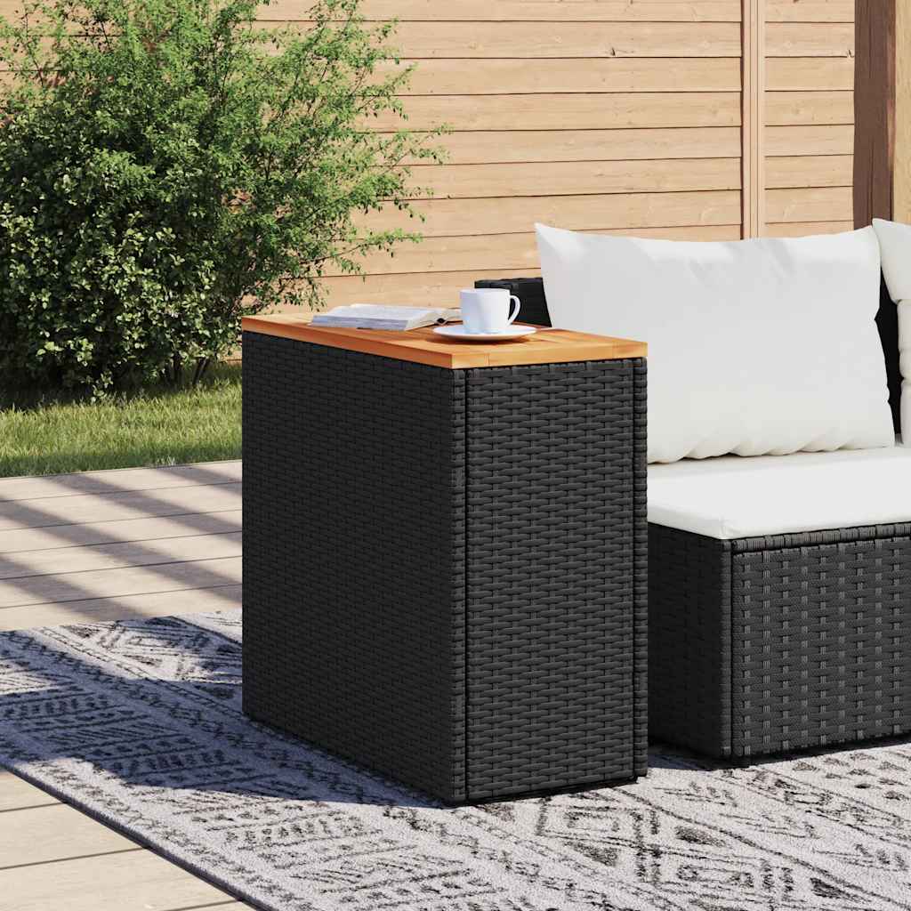 Galds ar koka virsmu, melns, 58x27,5x55cm, polirotangs