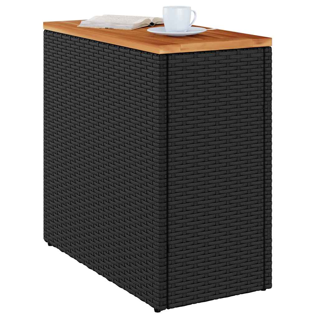 Galds ar koka virsmu, melns, 58x27,5x55cm, polirotangs