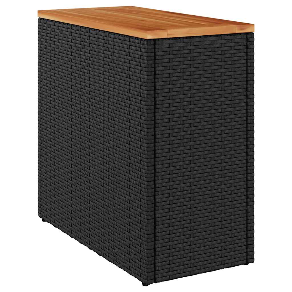 Galds ar koka virsmu, melns, 58x27,5x55cm, polirotangs