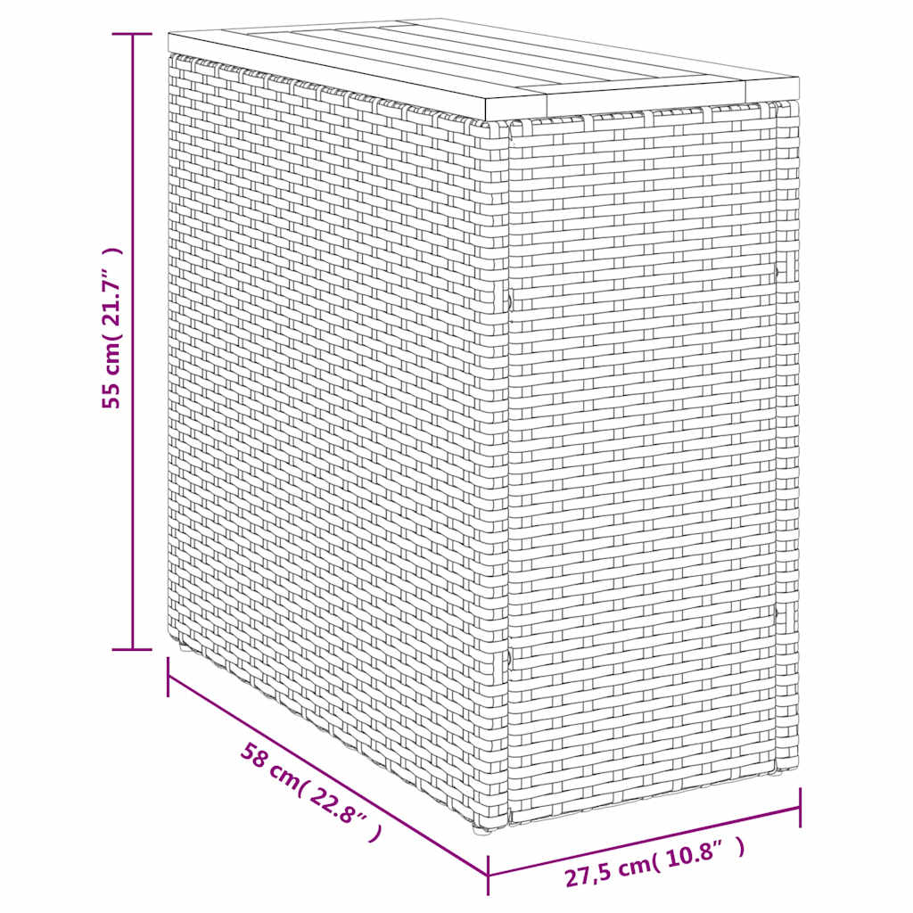Galds ar koka virsmu, melns, 58x27,5x55cm, polirotangs