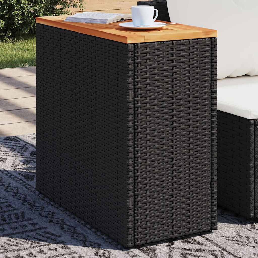 Galds ar koka virsmu, melns, 58x27,5x55cm, polirotangs