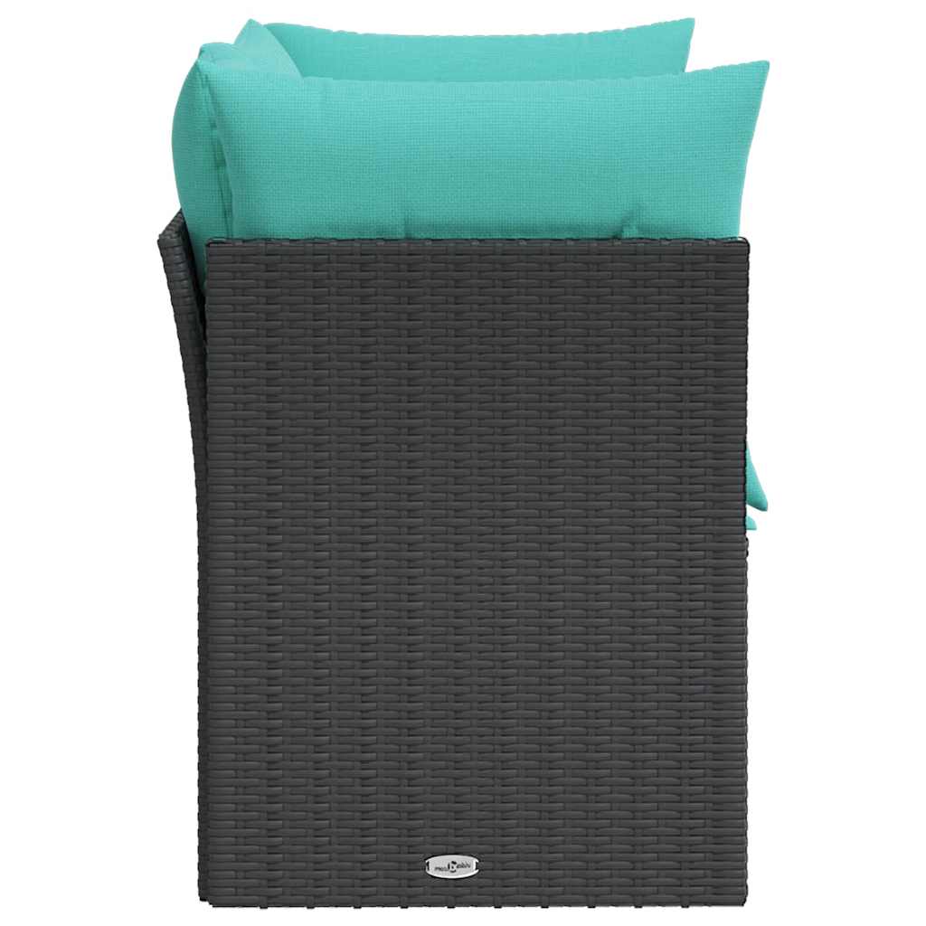 Sodo sofa su pagalvėlėmis, dvivietė, juoda, poliratanas
