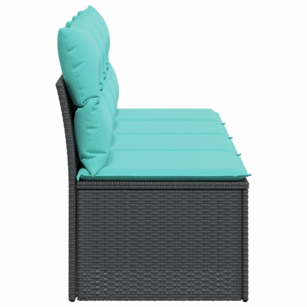 Sodo sofa su pagalvėlėmis, 4 sėdimos vietos, juodas, poliratanas