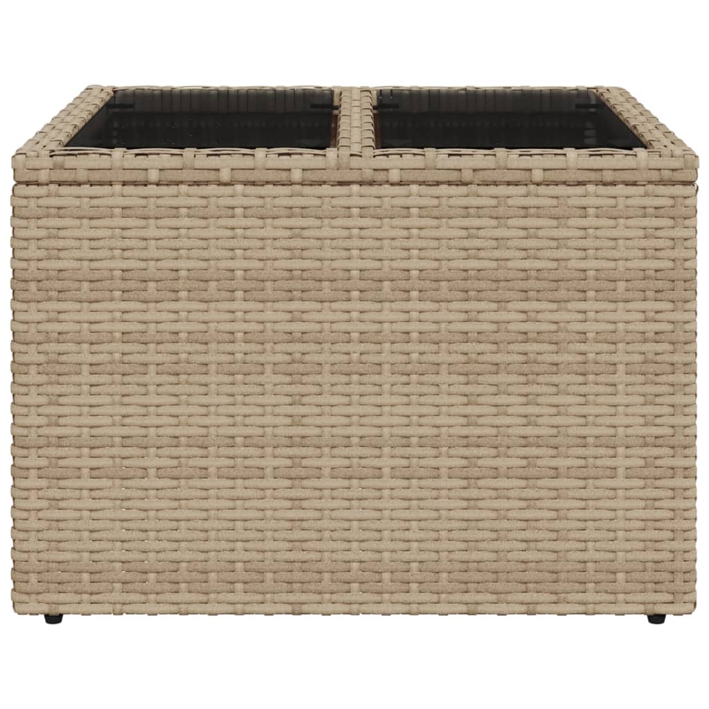Table with glass top, sand, 55x55x37cm, polyrattan
