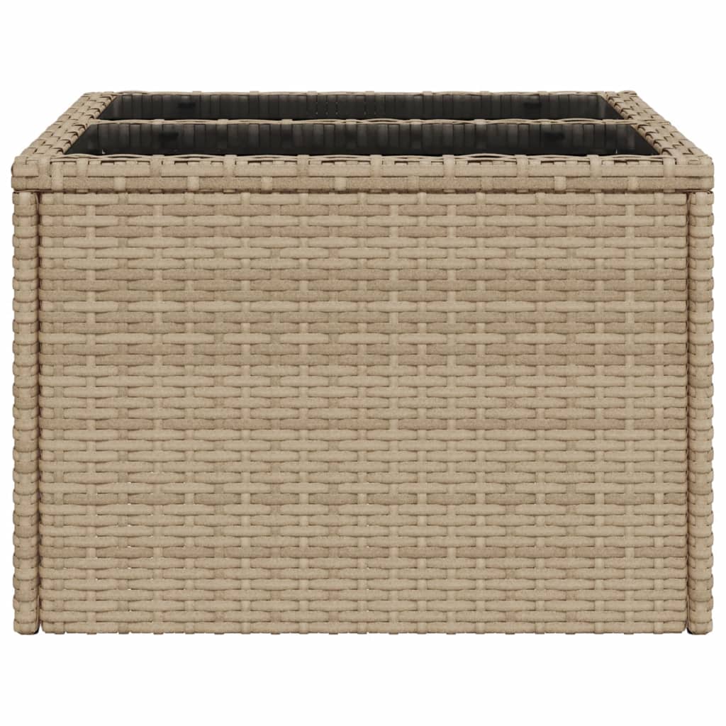 Table with glass top, sand, 55x55x37cm, polyrattan