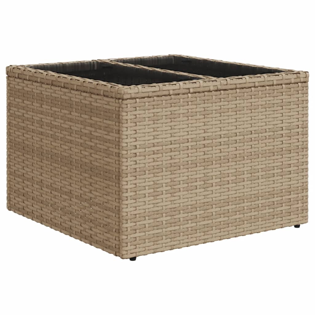 Table with glass top, sand, 55x55x37cm, polyrattan