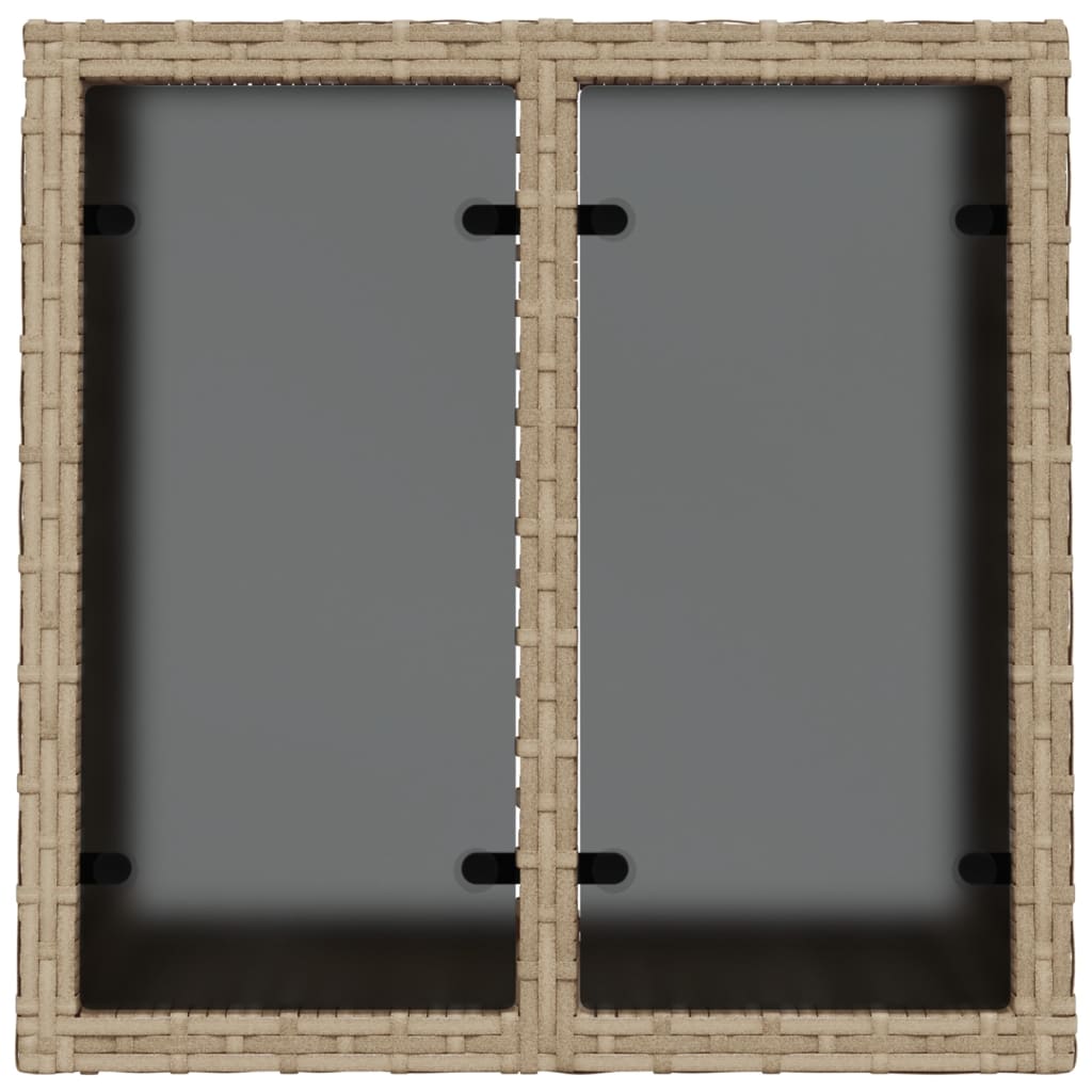 Stalas su stikliniu stalviršiu, smėlio, 55x55x37cm, poliratanas