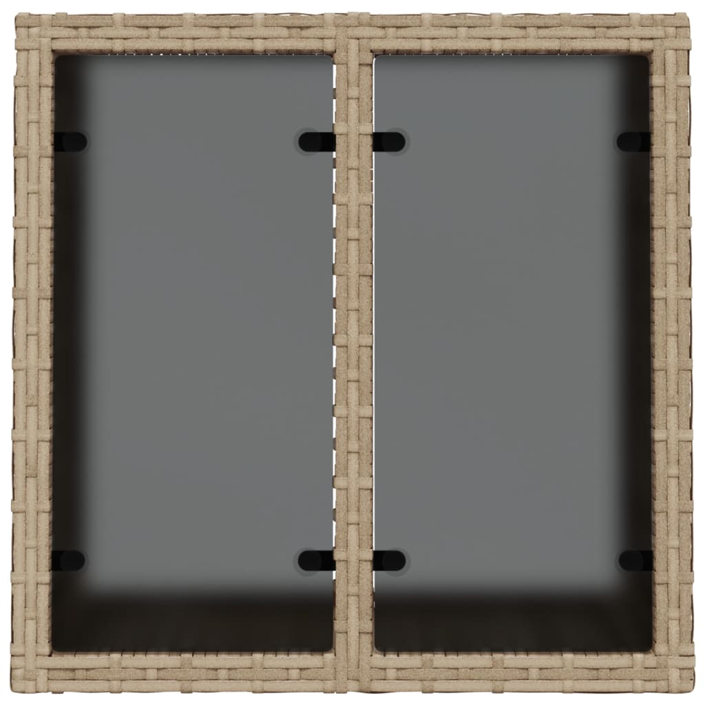 Table with glass top, sand, 55x55x37cm, polyrattan