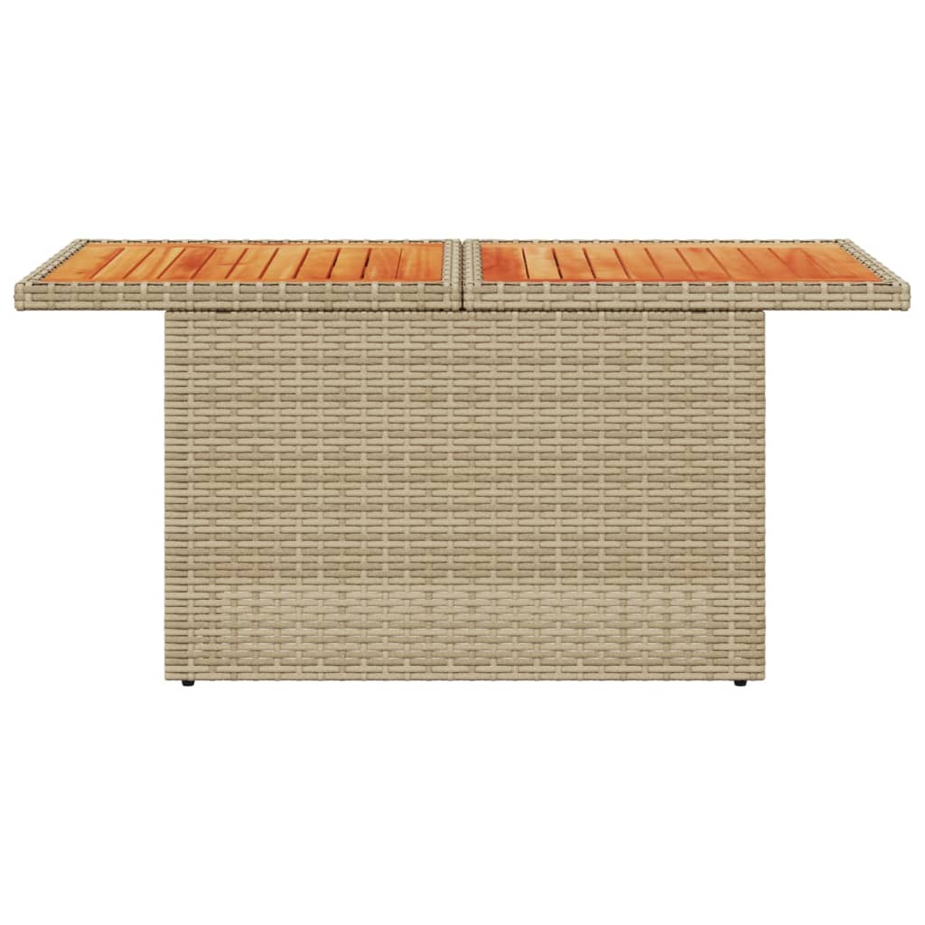 Sodo stalas, smėlio, 100x55x73cm, poliratanas/akacijos mediena