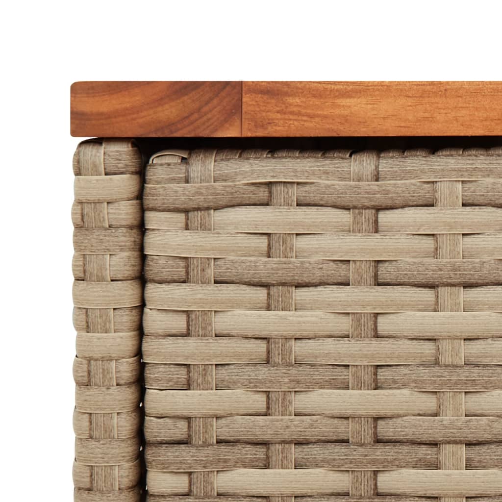 Stalas su mediniu stalviršiu, smėlio, 58x27,5x55cm, poliratanas