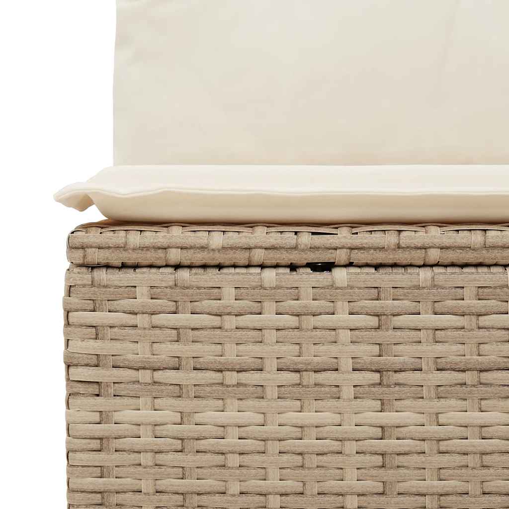 Sodo kėdė su pagalvėlėmis, smėlio, poliratanas, be porankių