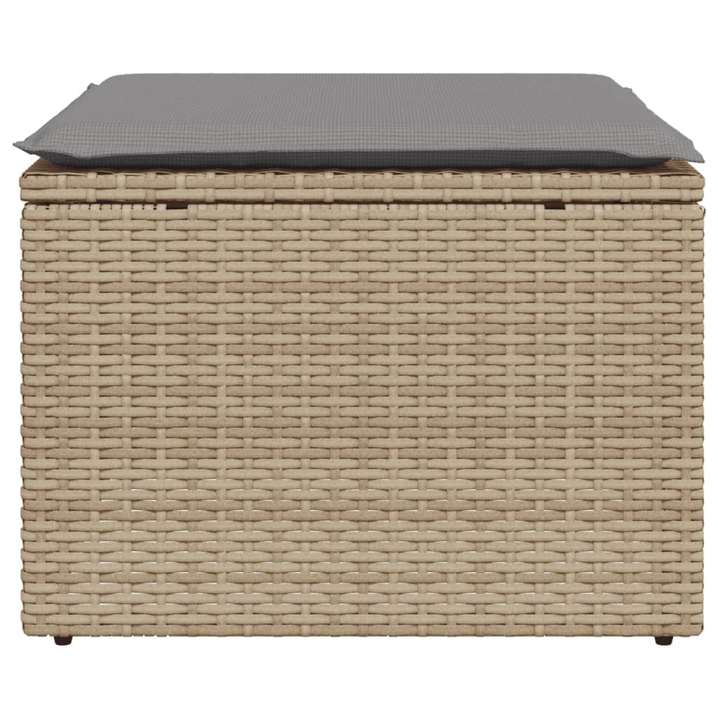 Garden stool with cushion, sand, 55x55x37cm, polyrattan
