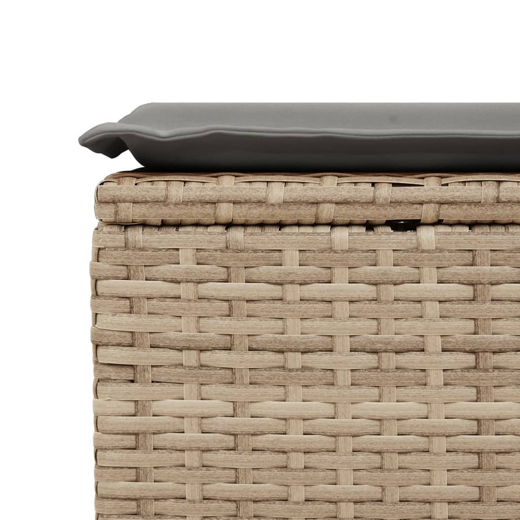 Garden stool with cushion, sand, 55x55x37cm, polyrattan