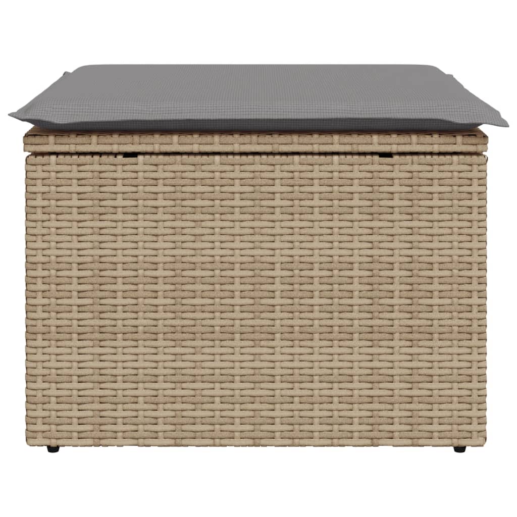Garden stool with cushion, sand, 55x55x37cm, polyrattan